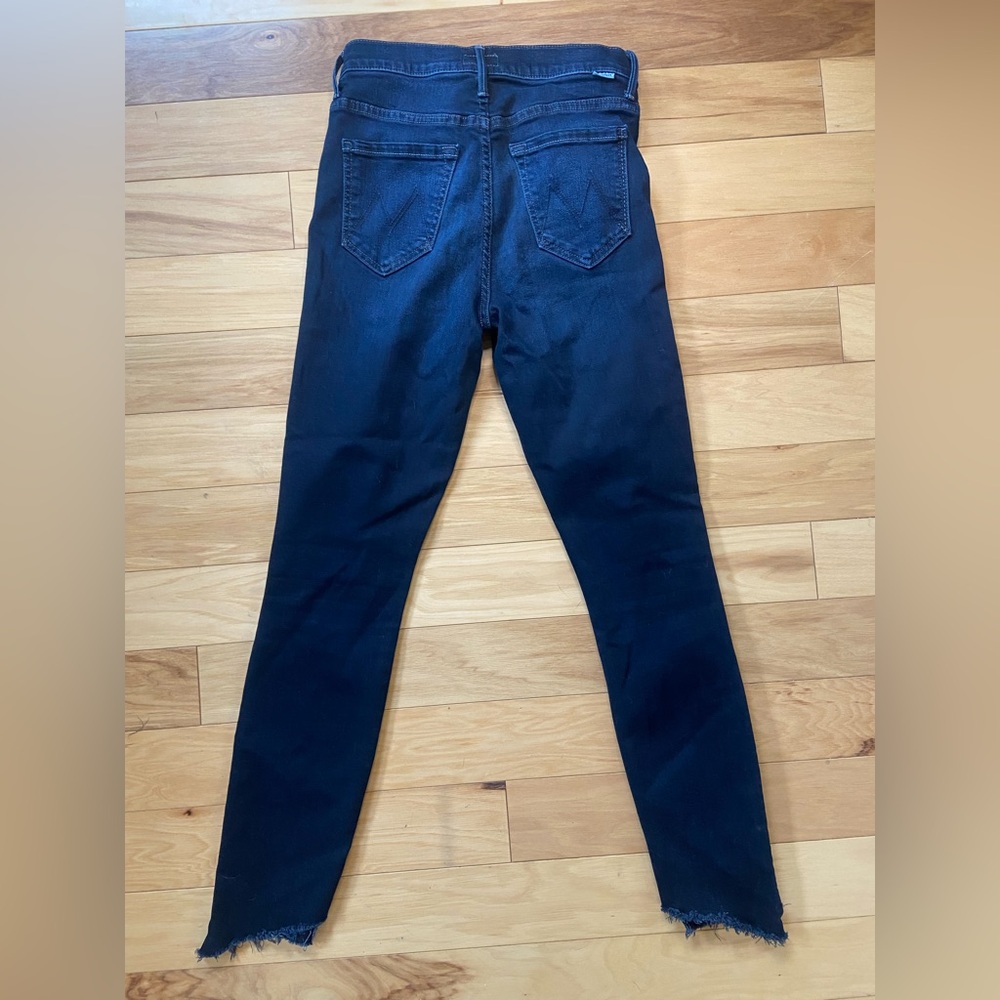 Mother The Stunner Zip Two Step Fray Jeans Womens Sz 25 Reg Dark Wash Mid Rise - Picture 4 of 11
